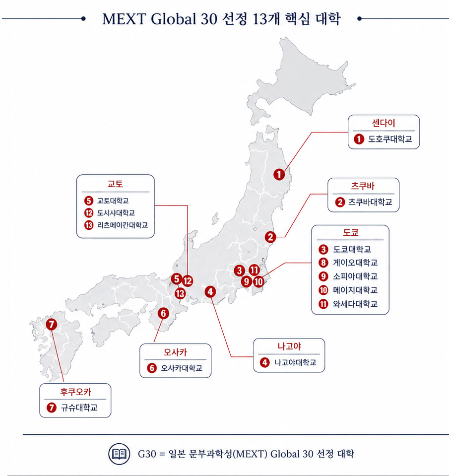 일본 G30 대학 지도